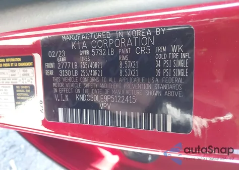 2023 Kia Ev6 Gt from USA, damaged, VIN KNDC5DLE9P5122415